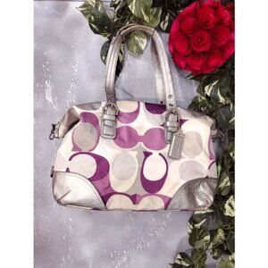 Vintage Coach Purple Silver Logo Purse Soho Scarf Doctor Handbag Travel Carryon